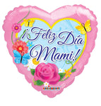 Convergram Mylar & Foil Feliz Dia Mami Heart Flowers 18″ Balloon