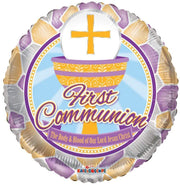 Convergram Mylar & Foil First Communion Stained Glass 18″ Balloon