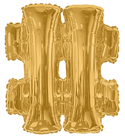 Convergram Mylar & Foil Gold Pound Sign (Hashtag) 34″ Balloon