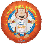 Convergram Mylar & Foil Hang In There ... Get Well Soon Monkey 18" Foil Balloon