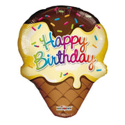 Convergram Mylar & Foil Happy Birthday Ice Cream Cone 28″ Balloon