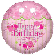 Convergram Mylar & Foil Happy Birthday Pink Floral 18″ Balloon