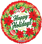 Convergram Mylar & Foil Happy Holidays Poinsettias 18″ Balloon