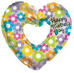 Convergram Mylar & Foil Happy Mother's Day Groovy Flowers Heart 36″ Balloon