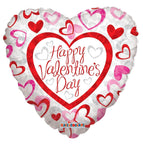 Convergram Mylar & Foil Happy Valentine's Day Patterned Hearts 18″ Balloon