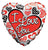 Convergram Mylar & Foil I Love You Red and Black Hearts 18″ Balloon