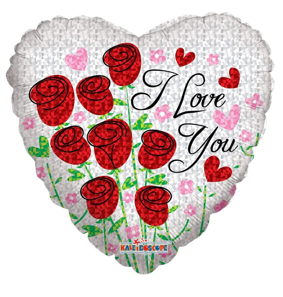 Convergram Mylar & Foil ILY Prismatic Roses 18″ Balloon