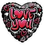 Convergram Mylar & Foil Love You Graffiti Design Heart 18″ Balloon