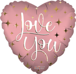 Convergram Mylar & Foil Love You Matte Gold Pink Heart 18″ Balloon