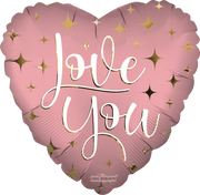 Convergram Mylar & Foil Love You Matte Gold Pink Heart 18″ Balloon