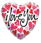 Convergram Mylar & Foil Many Hearts On White 18″ Balloon