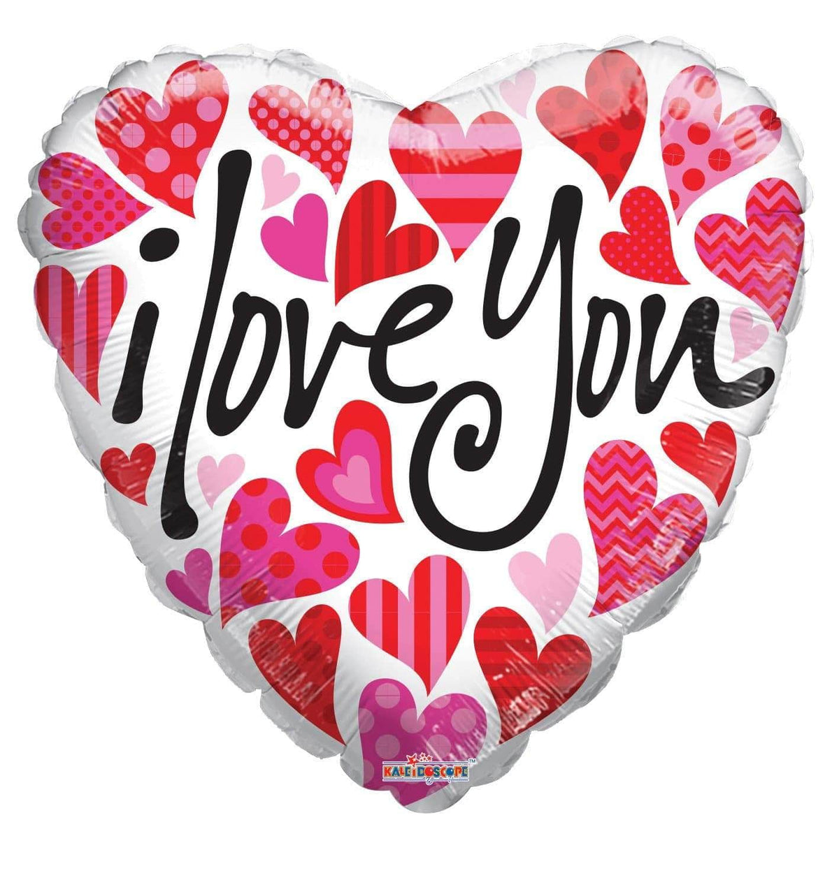 Convergram Mylar & Foil Many Hearts On White 18″ Balloon