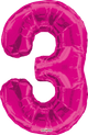 Pink Number 3 34″ Balloon