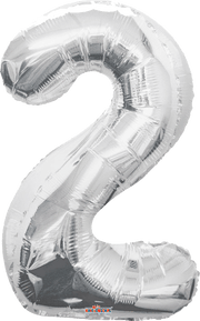 Convergram Mylar & Foil Silver Number 2 (Two) 34" Balloon