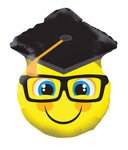 Convergram Mylar & Foil Smiley With Grad Cap