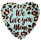 Convergram Mylar & Foil We Love You Mom Animal Print Pattern 18″ Balloon