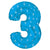 Blue Sparkle Number 3 (Three) 38″ Balloon