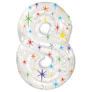 Multi-colored Sparkle Number 8 (Eight) 38″ Balloon