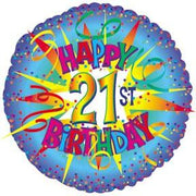 CTI Happy 21st Birthday Burst 17″ Balloon