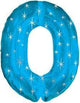 Blue Sparkle Zero Number 0 30″ Balloon