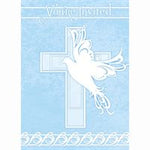 Dove Cross Blue Invitations 8ct - Unique