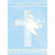 Dove Cross Blue Invitations 8ct - Unique
