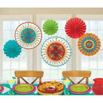 Fiesta Cinco De Mayo Holiday Party 6 Paper Fans Hanging Decorations - Amscan