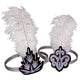 Flapper Headband - Black and Silver with White Feather - The Beistle Company