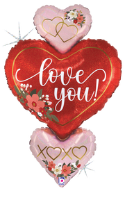 Floral Love You Trio 30″ Foil Balloon by Betallic from Instaballoons