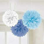 Fluffy Decorations - Blue (3ct) - Amscan