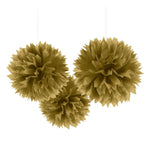 Fluffy Decorations - Gold (3ct) - Amscan