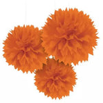 Fluffy Decorations - Orange (3ct) - Amscan