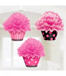 Fluffy Decorations - Pink Cupcakes (3ct) - Amscan