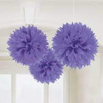 Fluffy Decorations - Purple (3ct) - Amscan
