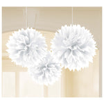 Fluffy Decorations - White (3ct) - Amscan