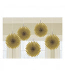 Gold Mini Hanging Fans 5ct - Amscan