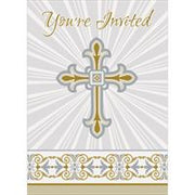 Gold & Silver Radiant Cross Invitations 8ct - Unique
