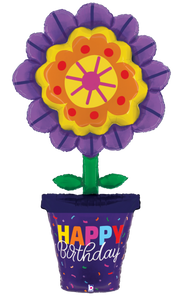 Happy Birthday Flower Pot 63″ Foil Balloon by Betallic from Instaballoons