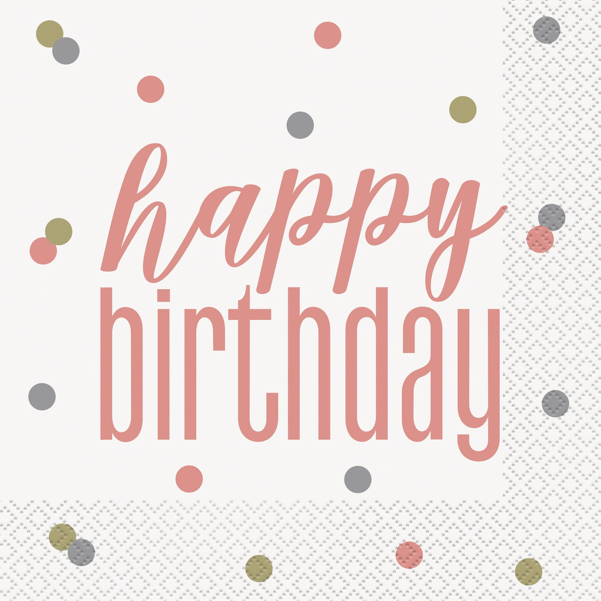 Happy Birthday Glitz Rose Gold Lunch Napkins by Unique from Instaballoons