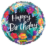 Happy Birthday Tropical Flower 21″ Foil Balloon by Betallic from Instaballoons