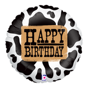 Happy Birthday Western Cowprint  18″ Foil Balloon by Betallic from Instaballoons