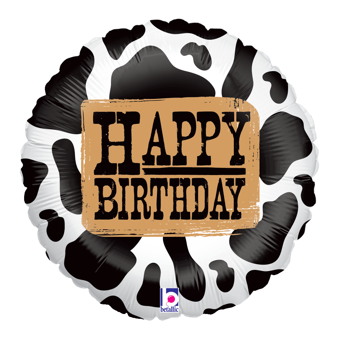 Happy Birthday Western Cowprint  18″ Foil Balloon by Betallic from Instaballoons