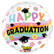 Happy Graduation Pastel Rainbow 21″ Foil Balloon by Betallic from Instaballoons