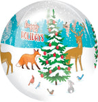 Happy Holiday's Woodland Orbz 16″ Foil Balloon by Anagram from Instaballoons