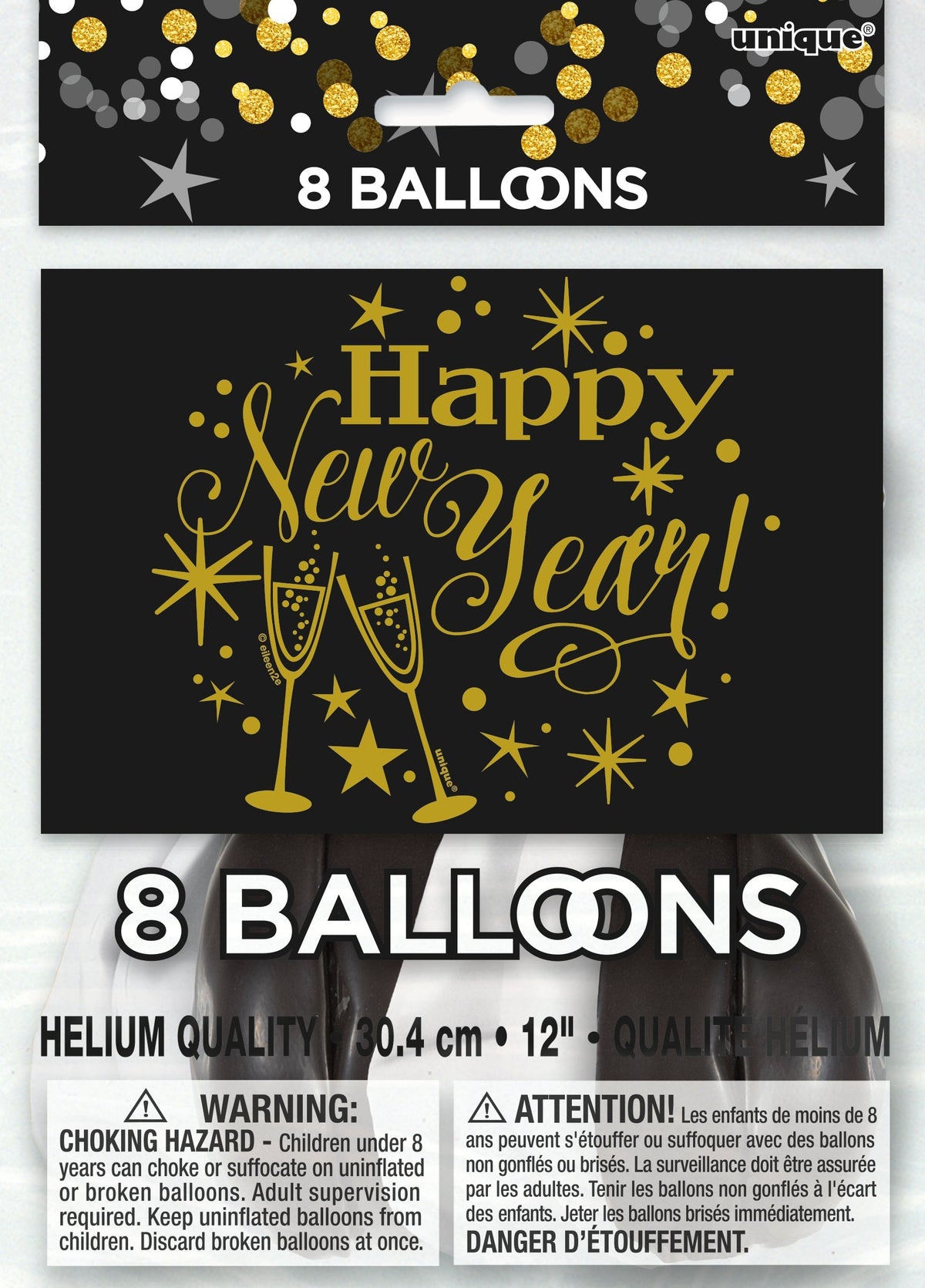 Happy New Year 12″ Latex Balloons by Unique from Instaballoons