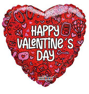 Happy Valentine's Day Doodles 18″ Foil Balloon by Convergram from Instaballoons