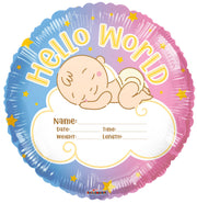 Hello World Baby Customizable 18″ Foil Balloon by Convergram from Instaballoons