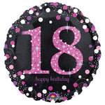 Holographic 18th Pink Celebebration 18″ Foil Balloon by Anagram from Instaballoons