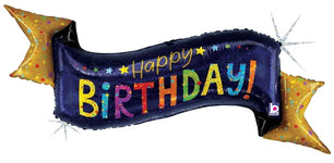 Holographic Navy Birthday Banner 51″ Foil Balloon by Betallic from Instaballoons