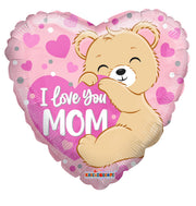 I Love You Mom Bear Hearts 18″ Foil Balloon by Convergram from Instaballoons